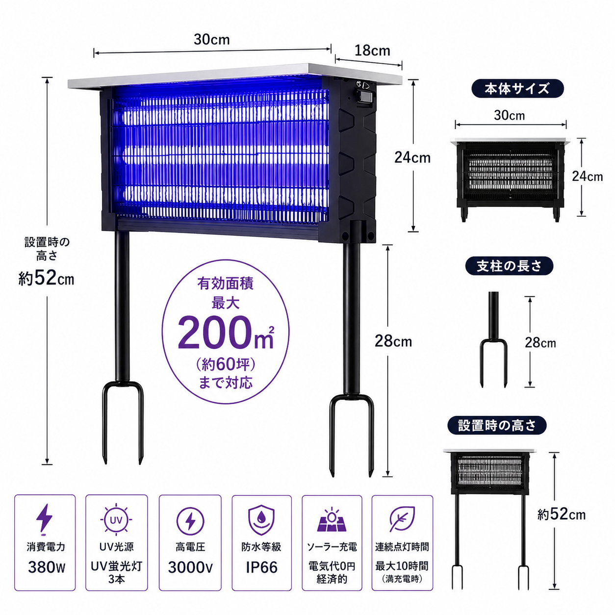 InsectGuard™ 屋外用UV電撃殺虫器